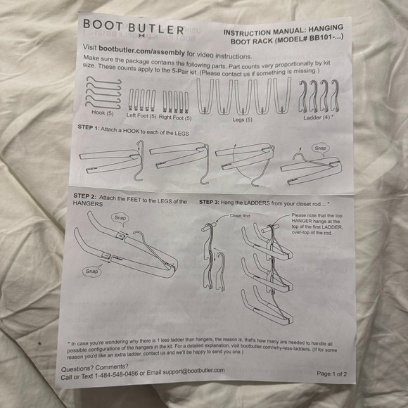 Boot Butler Hanging Boot Rack Holds 5 Pairs of Boots - Picture 5 of 7